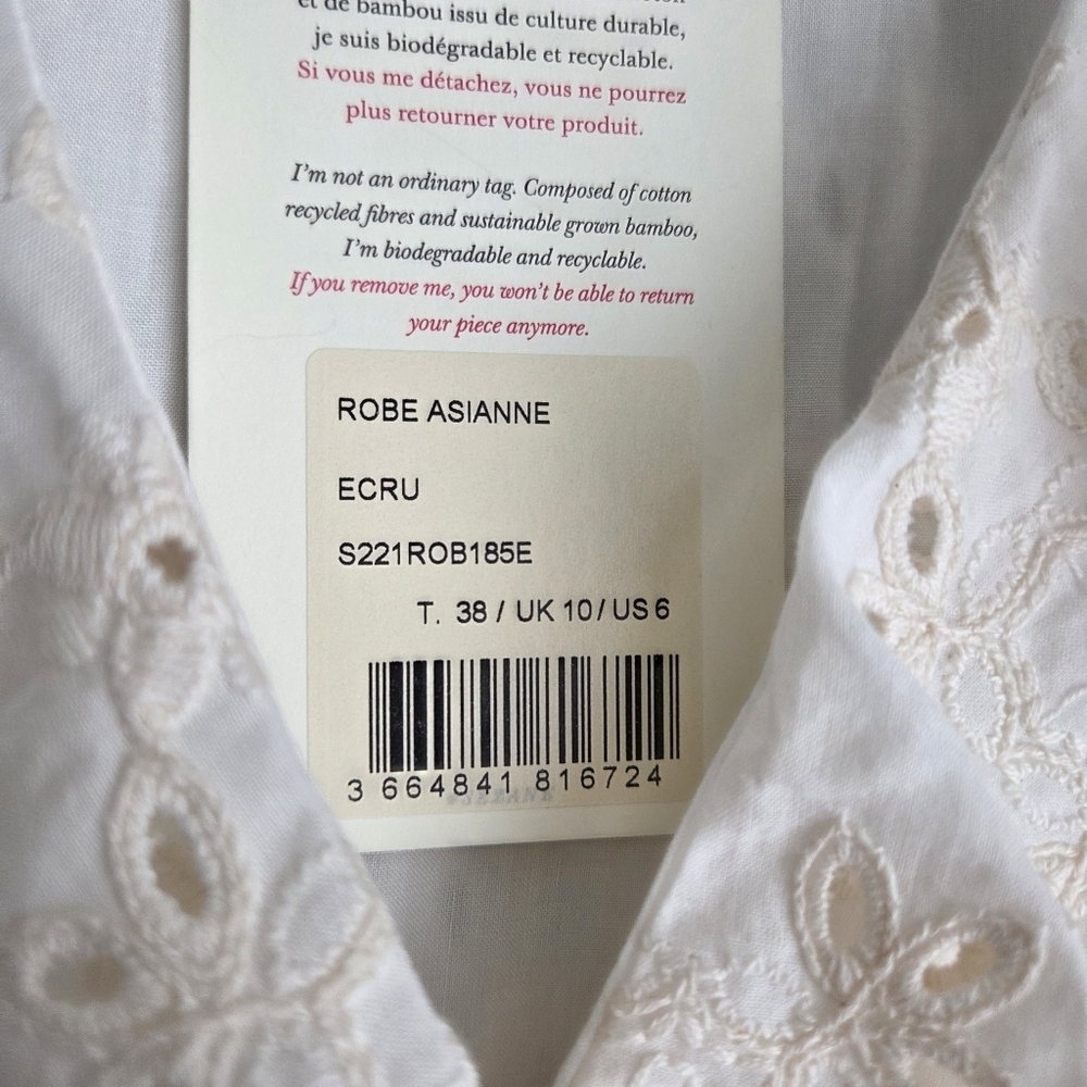 Sezane Asianne Dress in Ecru size 38 NWT - Picture 9 of 13